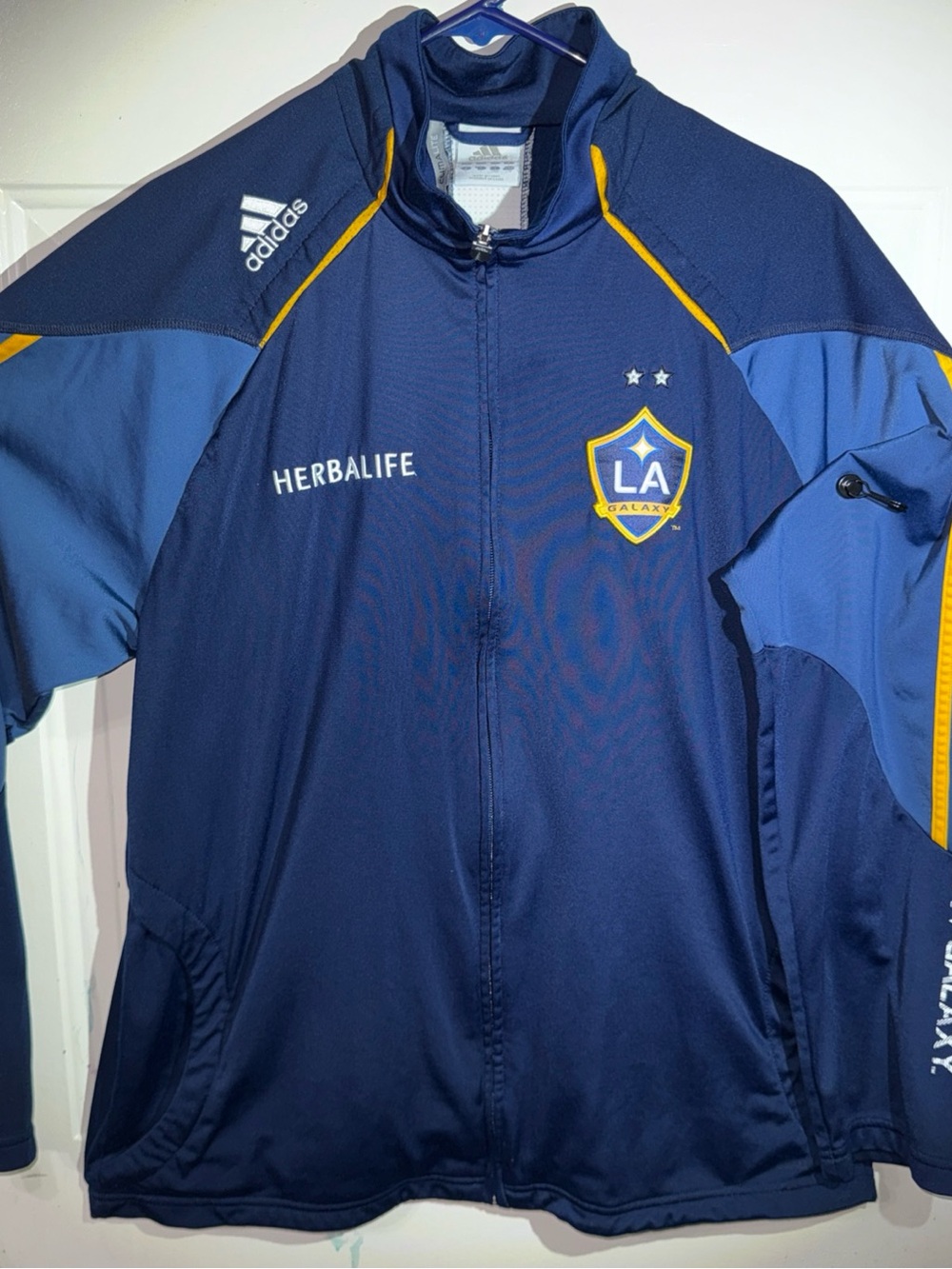 Adidas / LA Galaxy / Zip Up /Jacket Blue, Yellow/ Soccer MLS/ Men Size L